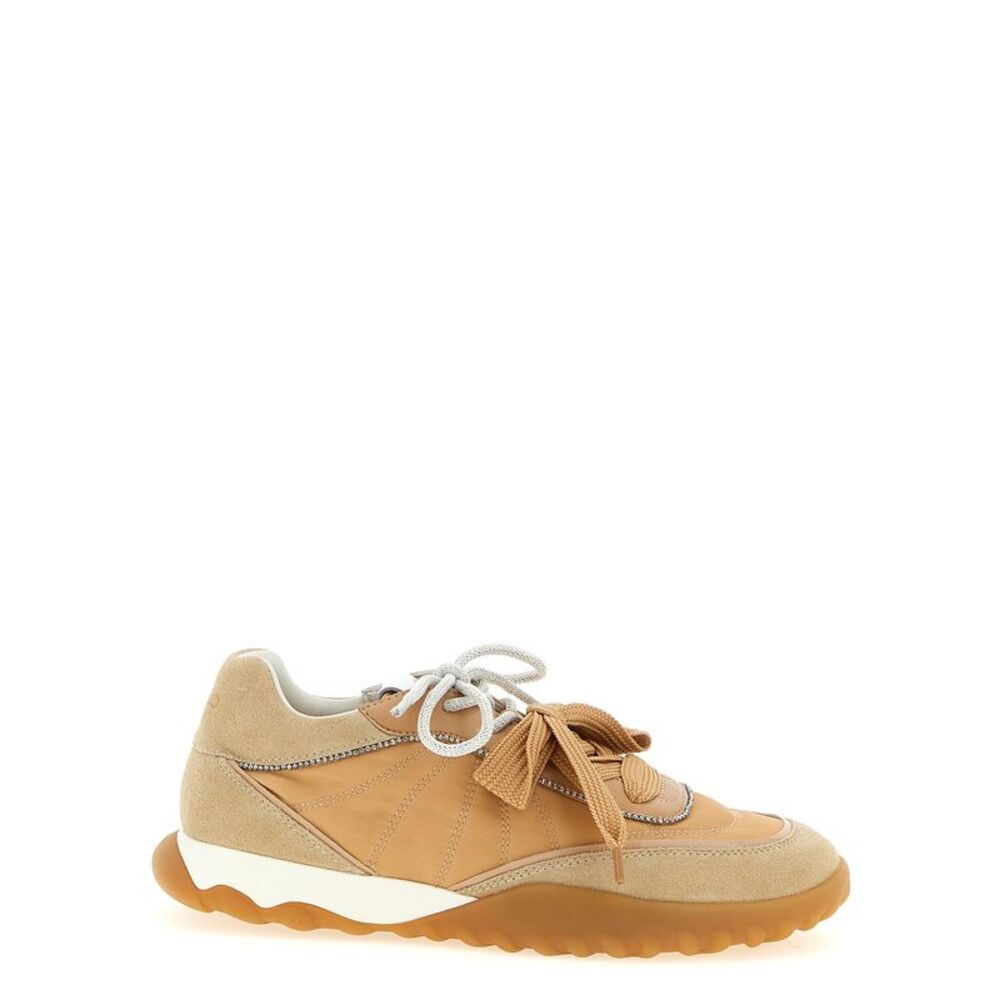 PINKO Beige Calfskin Athletic Women's Sneakers
